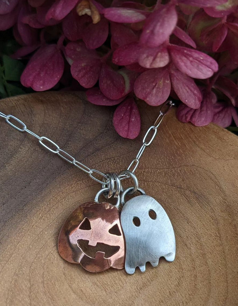 Ghost Pumpkin Charm Necklace