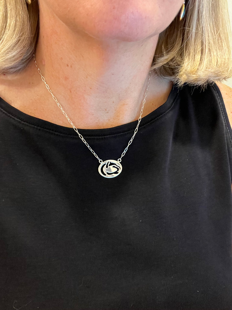 Cutout Lion Logo Paperclip Necklace