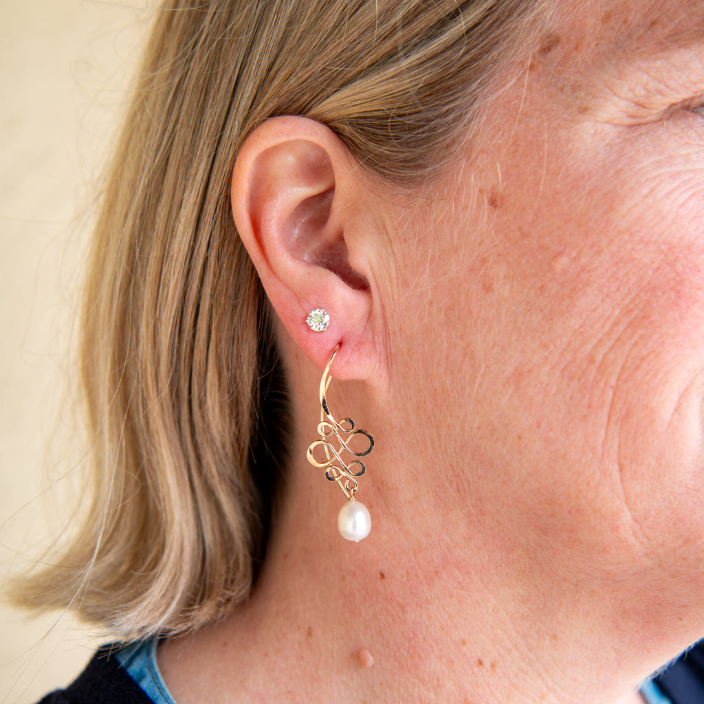 Eternity Drop Earrings-Gold