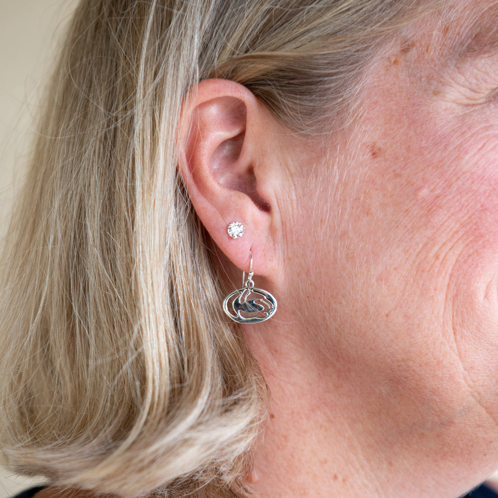 Cutout Lion Logo Dangle Earrings