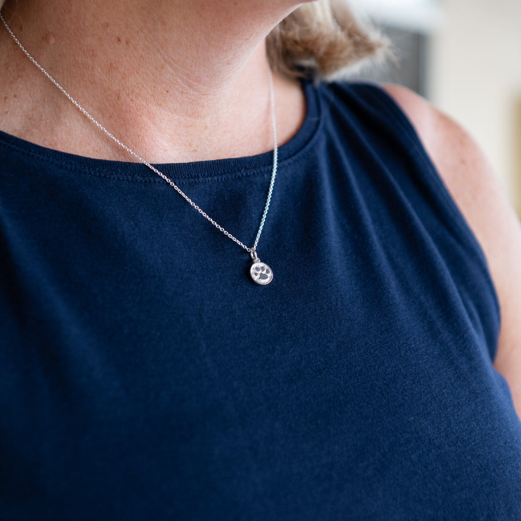 Small Paw Print Disc Necklace