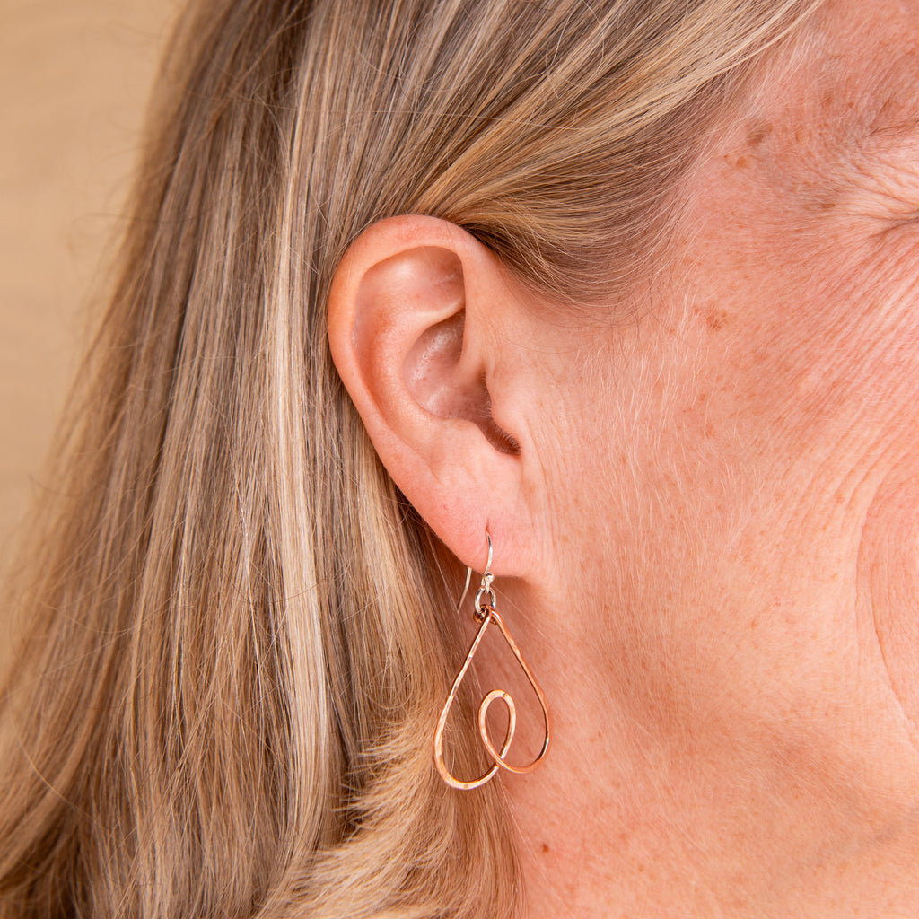 Copper Heart Earrings