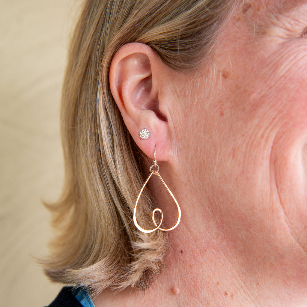Gold Heart Dangle Earrings