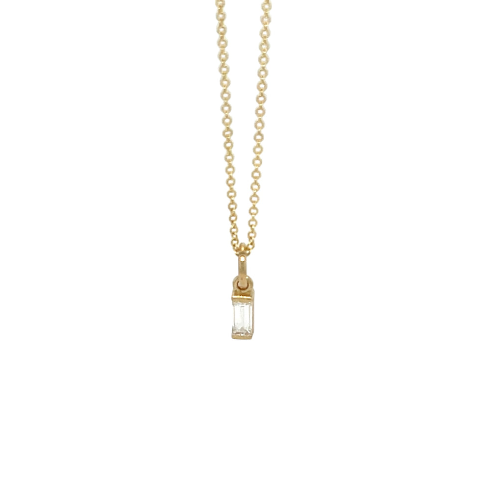 Petite Baguette Diamond Necklace or Charm
