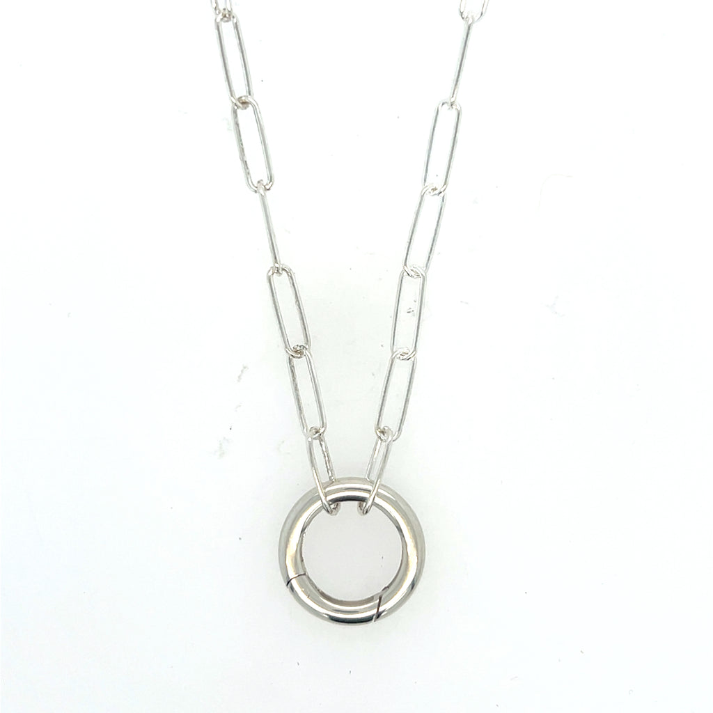 Paperclip Charm Necklace-Sterling Silver