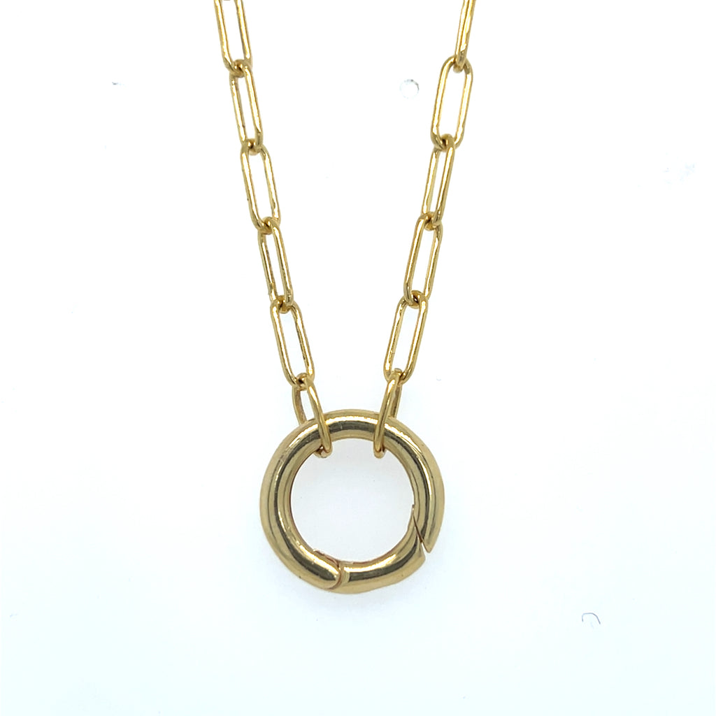 Paperclip Charm Necklace-Gold Filled