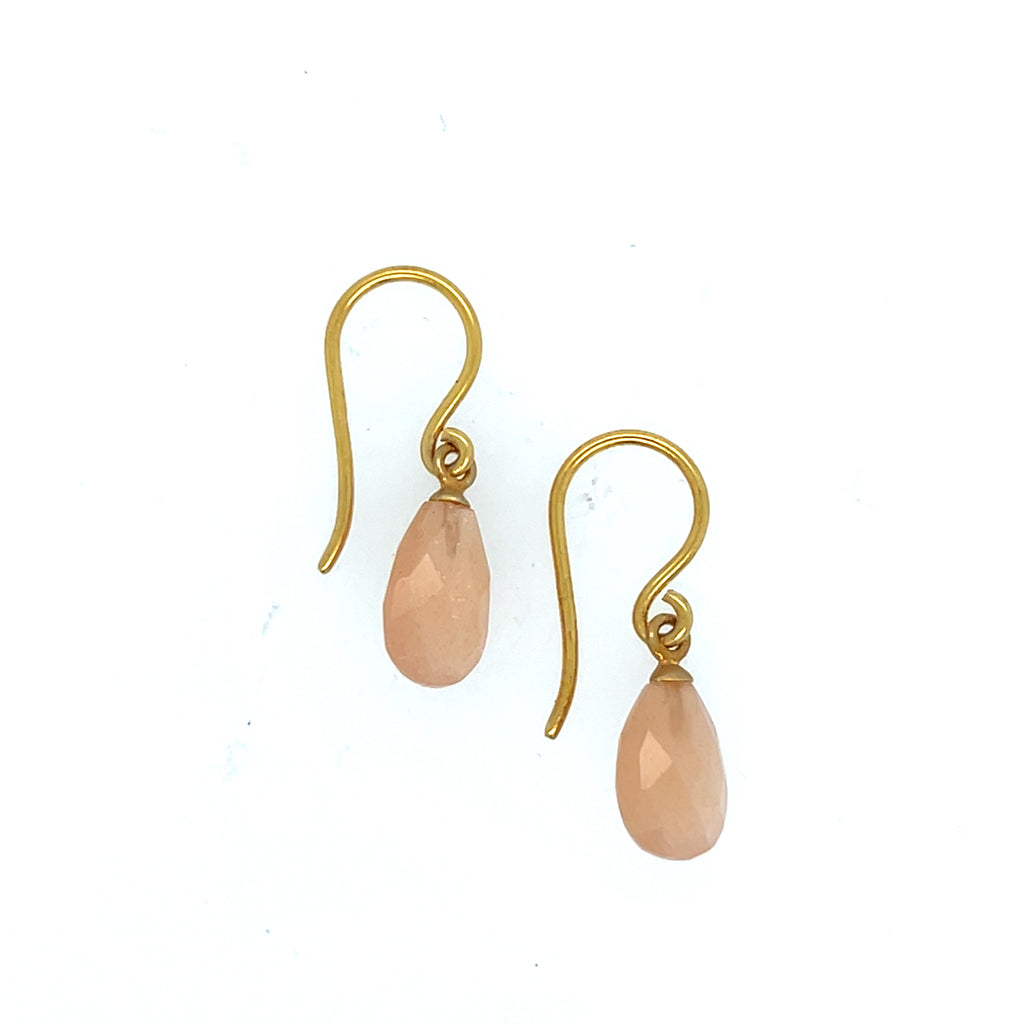 Peach Moonstone Briolette Earrings