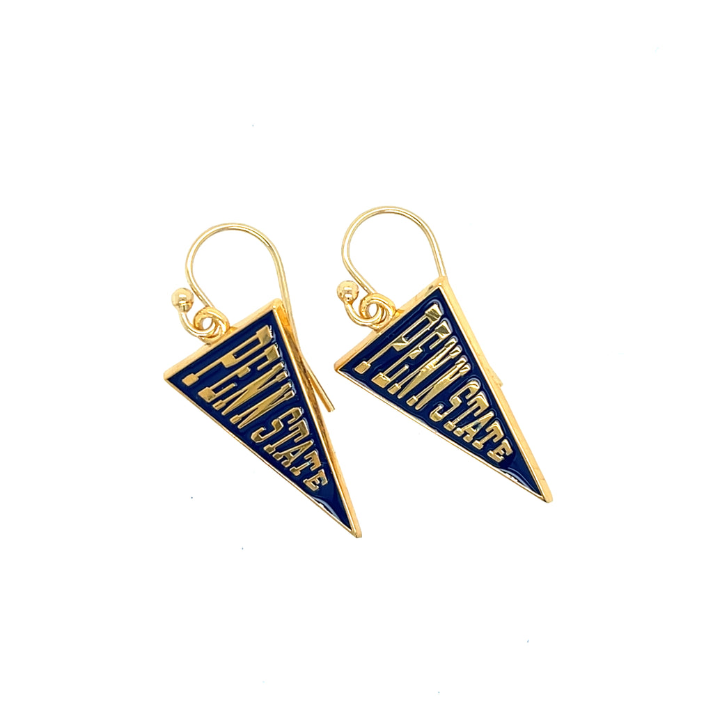 Penn State Pennant Earrings-Gold Plate