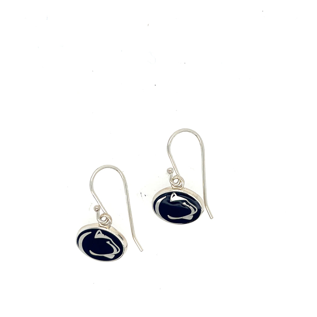 Small Blue Lion Logo Dangle Earrings